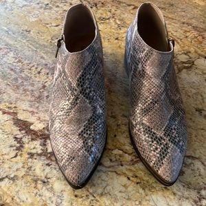 Grey snake leather booties